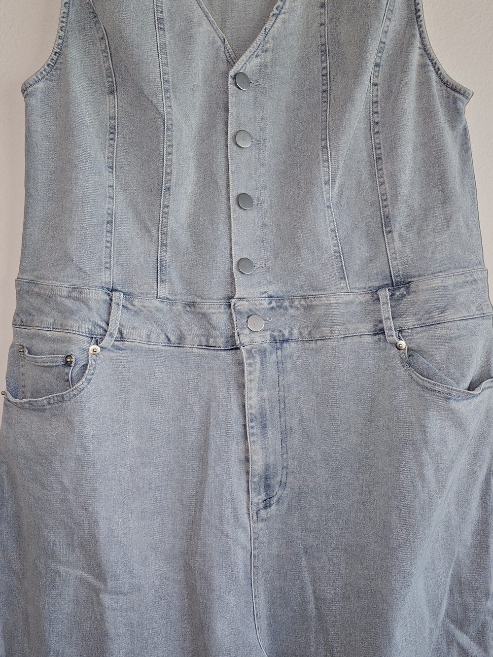 NWOT White Birch Light Blue Sleeveless Denim Overalls Jumpsuit - Picture 3 of 8